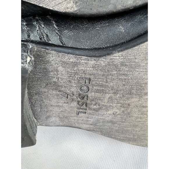 Fossil Women Black Leather Cowboy Western Festival Boots sz 7 - Picture 8 of 8